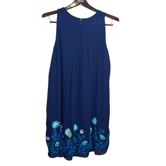 Loft Outlet Dress 16 Blue Floral Embroidered Multicolored Sleeveless Office Wear - Picture 2 of 7